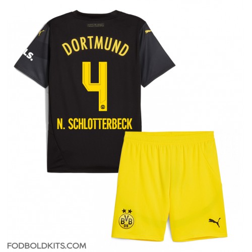 Borussia Dortmund Nico Schlotterbeck #4 Udebanesæt Børn 2024-25 Kortærmet (+ Korte bukser)